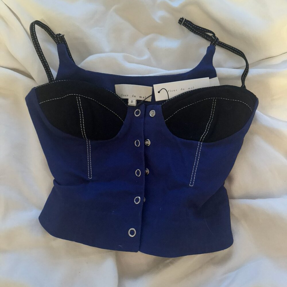 New Fleur Du Mal Denim Blue Corset Top with Tags Size 0
